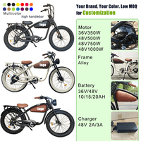 Sepeda Listrik Chopper Vintage E Chopper 48V 750W Roda Lebar Sepeda Listrik Retro Sepeda Kota untuk Dewasa
