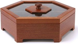Boîte de rangement en bois style artisanal pour chocolats et épices, marron bicolore, faite à la main avec compartiments et cuillère - Product Image 6