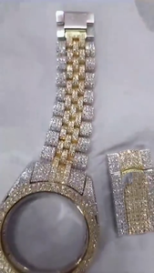 Micro-Inlay Pave Lab Grown Diamond <b>Watch</b> Stonewels Brand 18k White Gold Finish Solid Steel Automatic Movement Men Timepieces - Product Image 3
