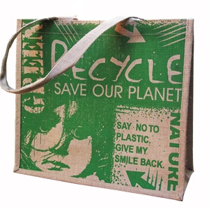 Sac à provisions en jute bon marché, écologique et uni, tendance, sacs fourre-tout en jute réutilisables et imprimés avec logo personnalisé, sacs de plage pour l'épicerie - Product Image 6