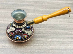 Cafetera Turca de Alta Demanda, Forma Redonda, Metal de Cobre, Diseño Tradicional con Asa de Madera, Herramientas para Café y Té, Percolador - Product Image 6