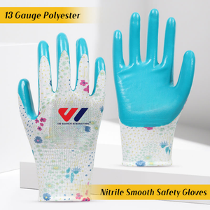 Gants de jardinage unisexes personnalisés TWI, gants de sécurité en polyester et nitrile de calibre 13 avec logo, protection élevée des mains et des bras, gants de travail - Product Image 3