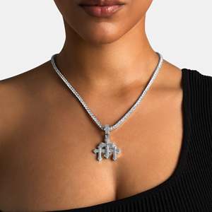 Luxury Moissanite Letter Pendant Necklace 925 Silver Rhodium Plated <b>Rope</b> <b>Chain</b> Women's Everyday Wear Jewelry - Product Image 3