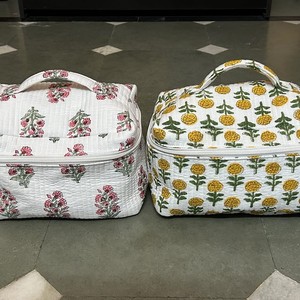 New Design Women Travel Soft Quilting Large Vintage Cotton <b>Cosmetic</b> Bag Waterproof Eco-Friendly Portable Cute Girl <b>Storage</b> - Product Image 1