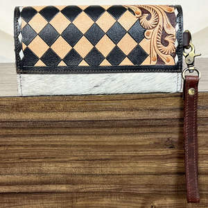 Portefeuille pour femme en cuir de vachette véritable, de luxe, de designer, 2026, cuir à carreaux, mode, pochette à poignet détachable - Product Image 5