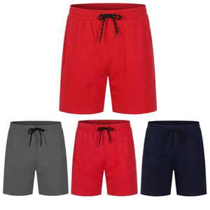 Shorts décontractés pour hommes, couleur unie, avec cordon de serrage, taille mi-haute, tricotés, écologiques, sportifs, pour le jogging et le fitness, noir, gris, rouge, marine - Product Image 2