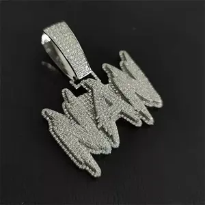 จี้เพชรโมอิสซาไนต์ทรงกลม 3 กะรัต ชื่อสั่งทำได้ สำหรับผู้ชาย ชุบทองคำขาว 14K - Product Image 1