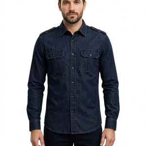Chemise en jean pour homme, col rabattu, écologique, respirante, infroissable, séchage rapide, décontractée, délavée, boutonnée, manches longues, poche poitrine BD - Product Image 5