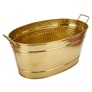 Antique Vintage Copper Ice Bucket Boat Shape Metal Beverage <b>Cooler</b> Party <b>Drink</b> Holder Durable Industrial Style - Product Image 5