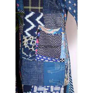 Robe courte pour femmes faite à la main, col en V, fermeture à cordon, imprimé floral, 100% coton, multicolores, style bohème, kimono japonais - Product Image 2