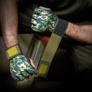 Half Finger Training Gloves Camouflage Green Nylon Velcro Wrist Closure Unisex for Martial Arts and Boxing Inner Gloves - Product Image 5