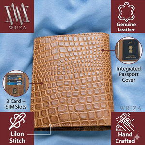 Wriza Tan Genuine Leather RFID Protected <b>Wallet</b> Passport Cover with Card Sim and Memory Slots for Men and Women Travel Use - Product Image 3