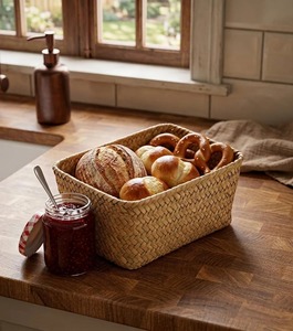 Ensemble de 3 paniers simples en jonc de mer, faits à la main, pour le rangement, vente en gros, écologiques, fabriqués au Vietnam - Product Image 4