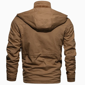 Veste Safari en Toile pour Homme, Épaisse, Coupe-Vent, Col Montant, Doublure Sherpa, Multiples Poches, Style Vêtement de Travail Automne - Product Image 3