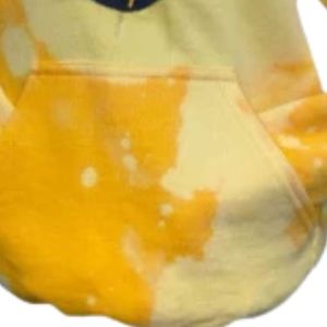 <b>Womens</b> <b>Yellow</b> Tie Dye Pullover Hoodie Long Sleeve Lace Up Front Pocket Casual Graphic Sweatshirt Streetwear Fashion Hooded <b>Top</b> - Product Image 3