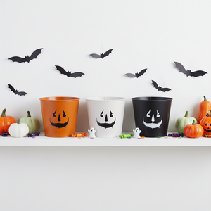 Bougeoir minimaliste en fer métallique noir avec visage de citrouille pour décoration d'Halloween - Product Image 4