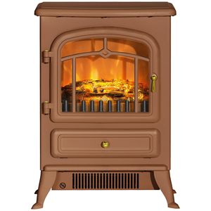 Caminetto Elettrico Moderno da 750W/1500W con Fiamme LED Realistiche e Tronchi, Colore Marrone Scuro, Display LCD, per Uso in Soggiorno (Versione UK) - Product Image 1