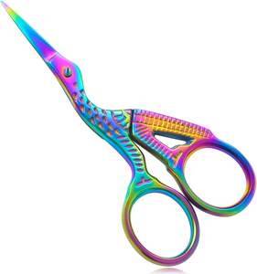 Ciseaux à cuticules Rainbow Stork 3.5, pointe extra-affûtée, petit modèle, acier inoxydable de qualité supérieure, design grue, lames courbées, pour droitiers, durables - Product Image 1