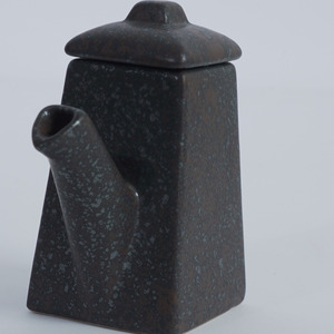 Brown Reactive Glaze <b>Ceramic</b> Square Soy Sauce <b>Pot</b> 200ml with Lid for Kitchen Restaurant Tableware Soy Sauce Vinegar Serving - Product Image 3