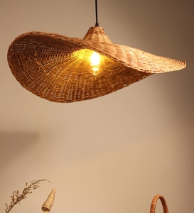 Modern Wicker Pendant <b>Light</b> Handwoven Rattan Hanging Lamp <b>Boho</b> Style <b>Ceiling</b> Pendant Natural Cane Weave Pendant Lighting - Product Image 3