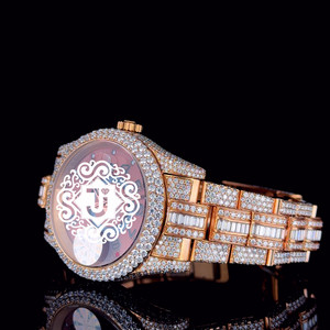 Montre de luxe en diamant plaqué or Rose, boîtier rond Rodiam 42 mm, quartz analogique, fermoir déployant, verre saphir, style homme - Product Image 5