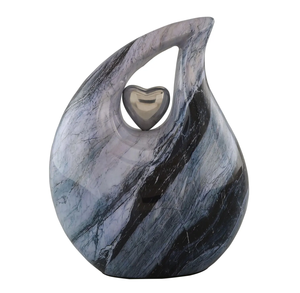 Urnes funéraires pour adultes en forme de goutte d'eau avec cœur, finition marbre antique, en laiton/aluminium pour cendres funéraires - Product Image 3
