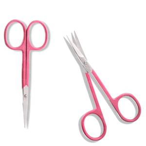 Tijeras de manicura de acero inoxidable de color rosa con cuchillas rectas afiladas para el cuidado de las uñas, herramientas de belleza para adultos, mango de plástico de estilo simple - Product Image 1