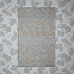 Alfombra de Lana Hecha a Mano con Base de Látex, Diseño Moderno y Abstracto con Patrón de Hojas en Beige y Azul, Alfombra de Diseño para Sala de Estar - Product Image 3