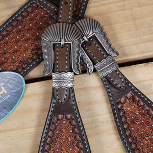 Ensemble de têtière et de collier de poitrail en cuir de style western, couleur assortie, pour l'équitation, prix de gros, directement de l'usine - Product Image 6