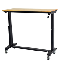 Bureau d'ordinateur convertible moderne CSPS en bois naturel, hauteur réglable 117 cm, table de travail à levage manuel pour bureau - Vente en gros