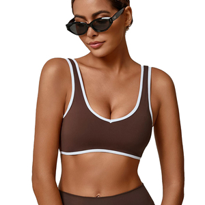 Women's Lightweight Breathable Eco-Friendly Quick Dry Sports <b>Bra</b> Wide <b>Strap</b> Solid Spandex/Nylon Yoga Top Outdoor Fitness Front - Product Image 4