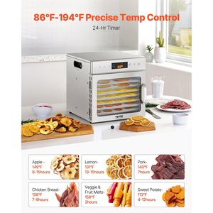 Macchina disidratatrice per alimenti 400W in acciaio inox 8-vassoio per essiccazione di carne e frutta - Product Image 5