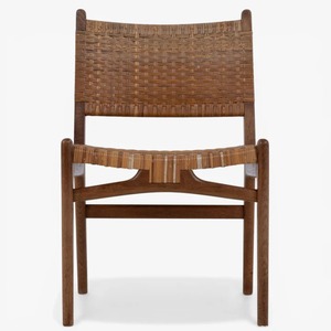Silla de comedor premium de teca con asiento de mimbre natural – Silla de madera de estilo escandinavo para restaurante, interior de cafetería - Product Image 4
