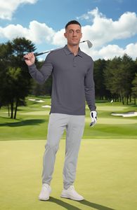 Polo de Manga Larga para Hombre, Color Sólido, Tejido de Punto, Secado Rápido, Informal, Gris, de Alta Calidad, con Logotipo Personalizado, Sudadera Polo de Poliéster - Product Image 6
