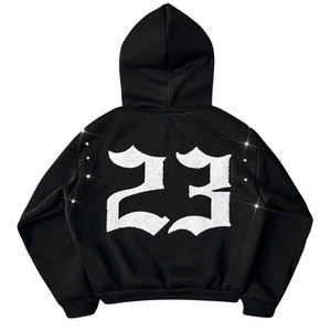 Sweat à capuche personnalisé pour homme avec logo en strass, 100% coton, haute qualité, parfait pour la mode streetwear décontractée, fabrication de vêtements - Product Image 2