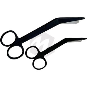 Ciseaux à pansements Lister, revêtement fluoré noir, 2 pièces, acier inoxydable, ciseaux d'infirmière, lames angulées, instruments médicaux, urgence - Product Image 2