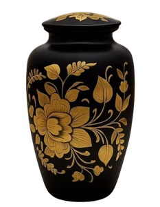 Urna Conmemorativa de Latón Negro con Grabado de Hojas, Estilo Americano/Europeo, para Guardar Cenizas de Adultos - Product Image 2