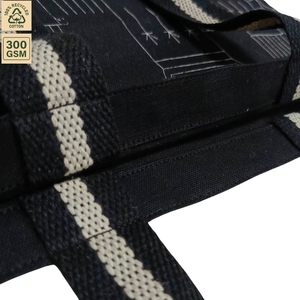 Custom Black 300 GSM Cotton Canvas Tote <b>Bag</b> 38x42 cm <b>Puff</b> Screen Print Logo Wholesale OEM ODM Private Label Fashion Manufacturer - Product Image 3