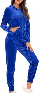 Ensemble de survêtement en velours premium pour femmes, deux pièces, sweat à capuche à fermeture éclair à manches longues et pantalon assorti, tenue décontractée d'hiver - Product Image 2