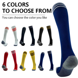 Chaussettes de football bleues mi-hautes à rayures, respirantes et tricotées pour adultes, chaussettes de sport pour hommes - Product Image 3