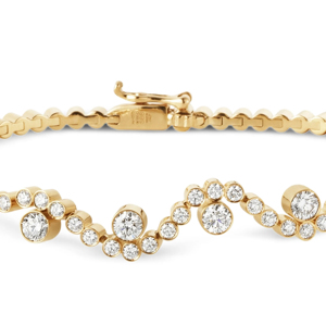 Bracelet tennis en or massif 18 carats pour femme, moissanite taille brillant rond, design géométrique classique, pour usage quotidien - Product Image 2