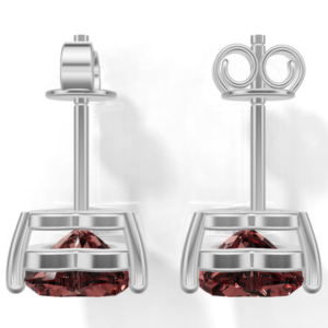 Heerani Jewels Pink <b>Garnet</b> 925 Sterling Silver Trendy Heart Shape Stud Claw Setting Silver Plated Unisex Engagement <b>Earrings</b> - Product Image 5