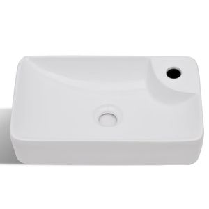 Lavabo da bagno in ceramica bianca con foro per rubinetto - Product Image 4