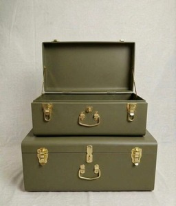 Simple Metal Trunk <b>Box</b> Set Of 2 Perfect For Travel Purpose Portable Storage Chests <b>Clothes</b> And Essentials Organizer Chest - Product Image 4