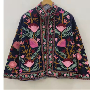 Trending Suzani Velvet Jacket Handcrafted Floral Embroidered Winter <b>Coat</b> Bohemian Custom Suzani Jacket - Product Image 1