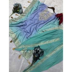 Beautiful XL <b>Kaftan</b> and Dhoti with Embroidery and Digital Print Work - Product Image 2