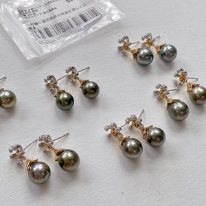 S925 Pure Silver Freshwater <b>Pearl</b> <b>Earrings</b> with Strong Light Niche Design Letter Style Zhuji Natural <b>Pearls</b> - Product Image 3