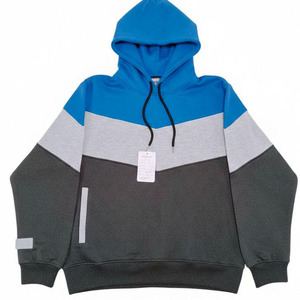 Sweat-shirt à capuche respirant en molleton 100 % coton de haute qualité pour homme, avec blocs de couleur et poche, modèle trois tons, idéal pour l'hiver - Product Image 6