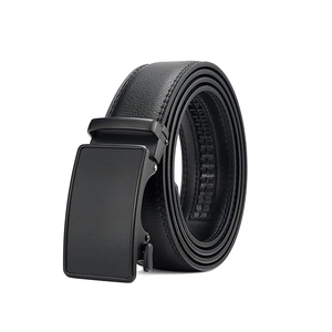 Ceinture automatique en cuir véritable noir avec boucle rectangulaire en acier, style décontracté, durable, moulée en une seule pièce, en vente - Product Image 2