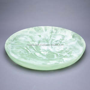 Bandeja de tocador de ensalada de resina de remolino de menta multicolor moderna hecha a mano, bandeja de servicio de cocina multicolor blanca para regalos de navidad India - Product Image 1